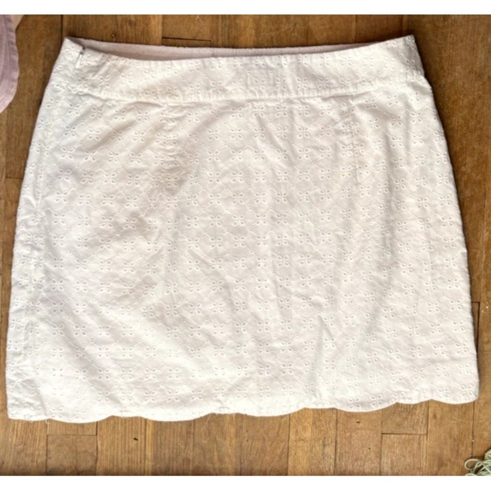 Vineyard Vines Skirt Size 12 Eyelet White Scalloped Lined‎ Womens Short Mini